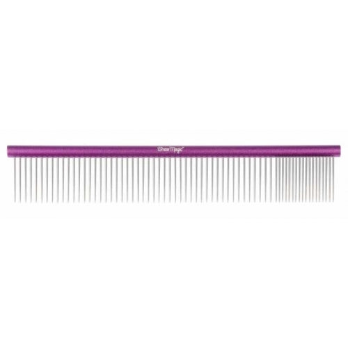 Shear Magic Aluminium Comb 250mm Round Handle, 49 coarse/18 med tooth