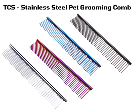 TCS-Stainless Steel Pet Grooming  Comb - 19cm Black